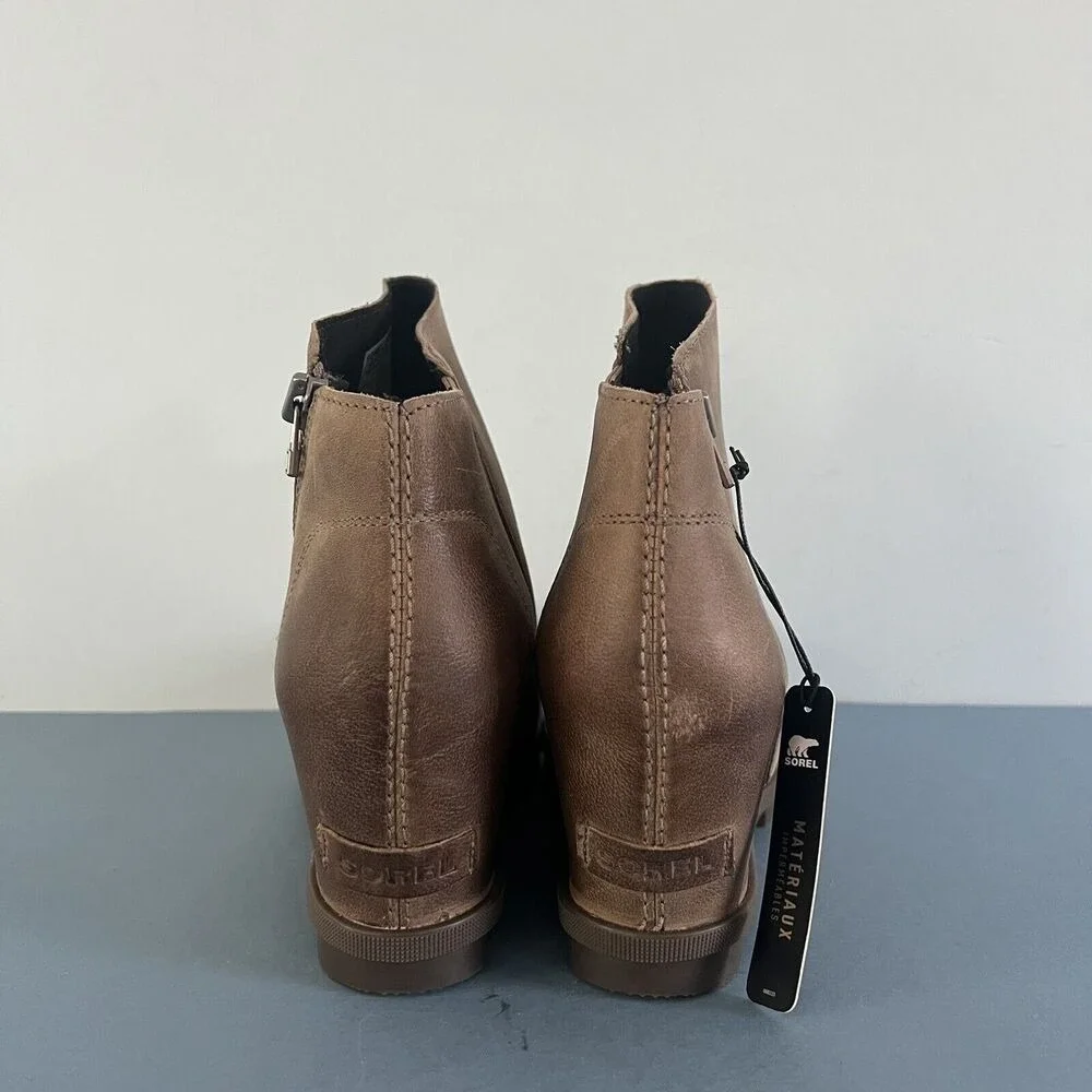 NWT Sorel Joan of‎ Arctic Wedge II Tan Brown Waterproof Zip Booties